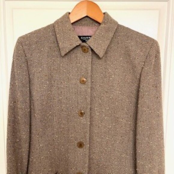 EMANUEL UNGARO Brown Tweed Wool Coat for Women - Picture 3 of 8